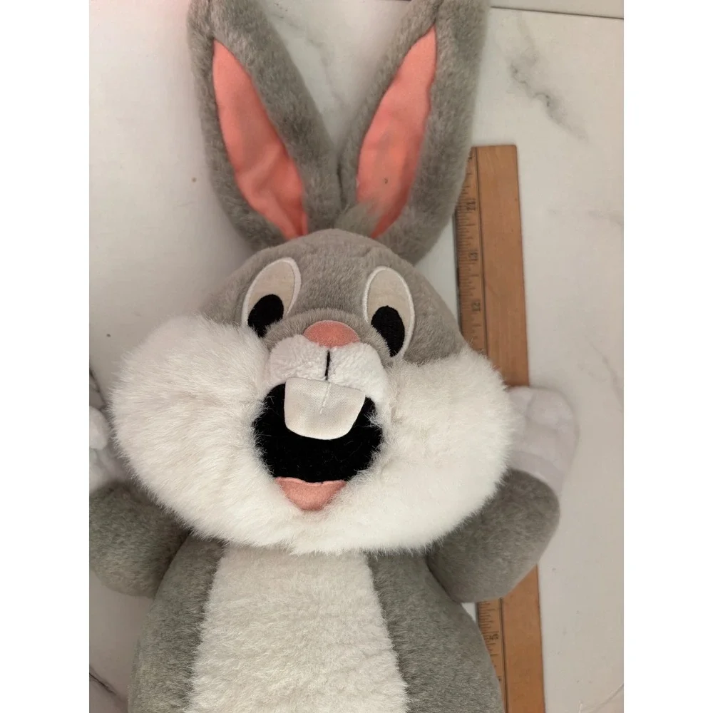 Vintage '97 Tyco Baby Looney Tunes Tickle Me Bugs Bunny Plush Toy Grey White 14